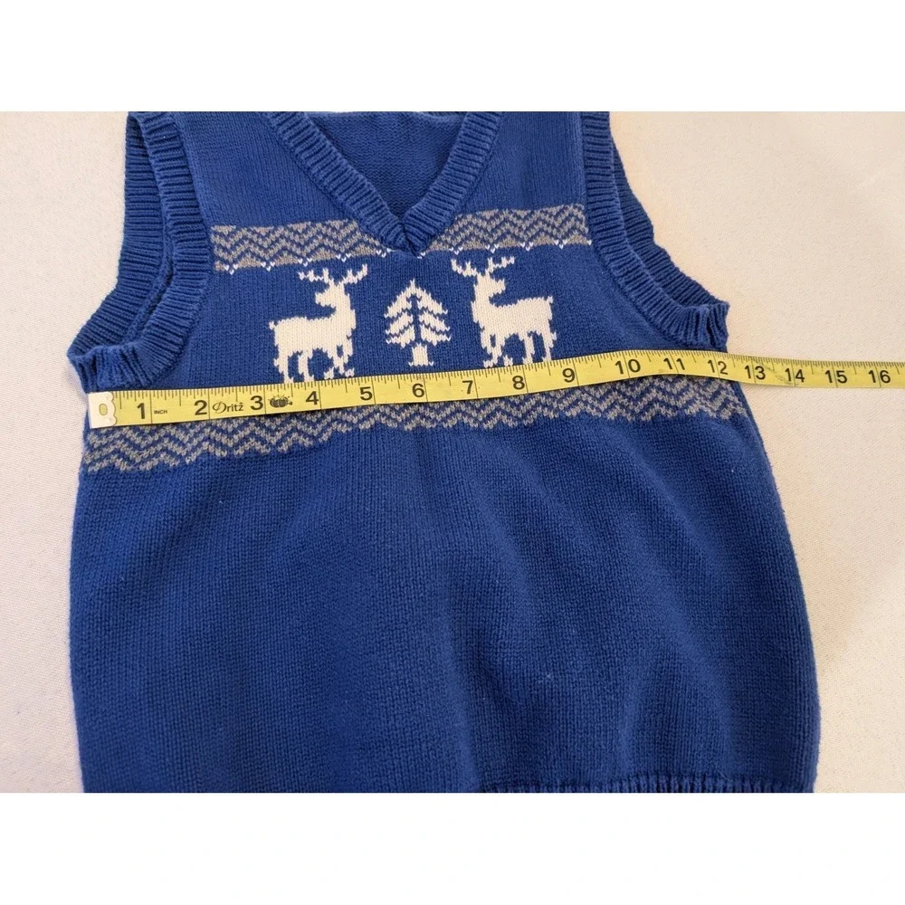 Gymboree Joyful‎ Winter Holiday Blue Reindeer Tree Sweater Vest Boys 4T
